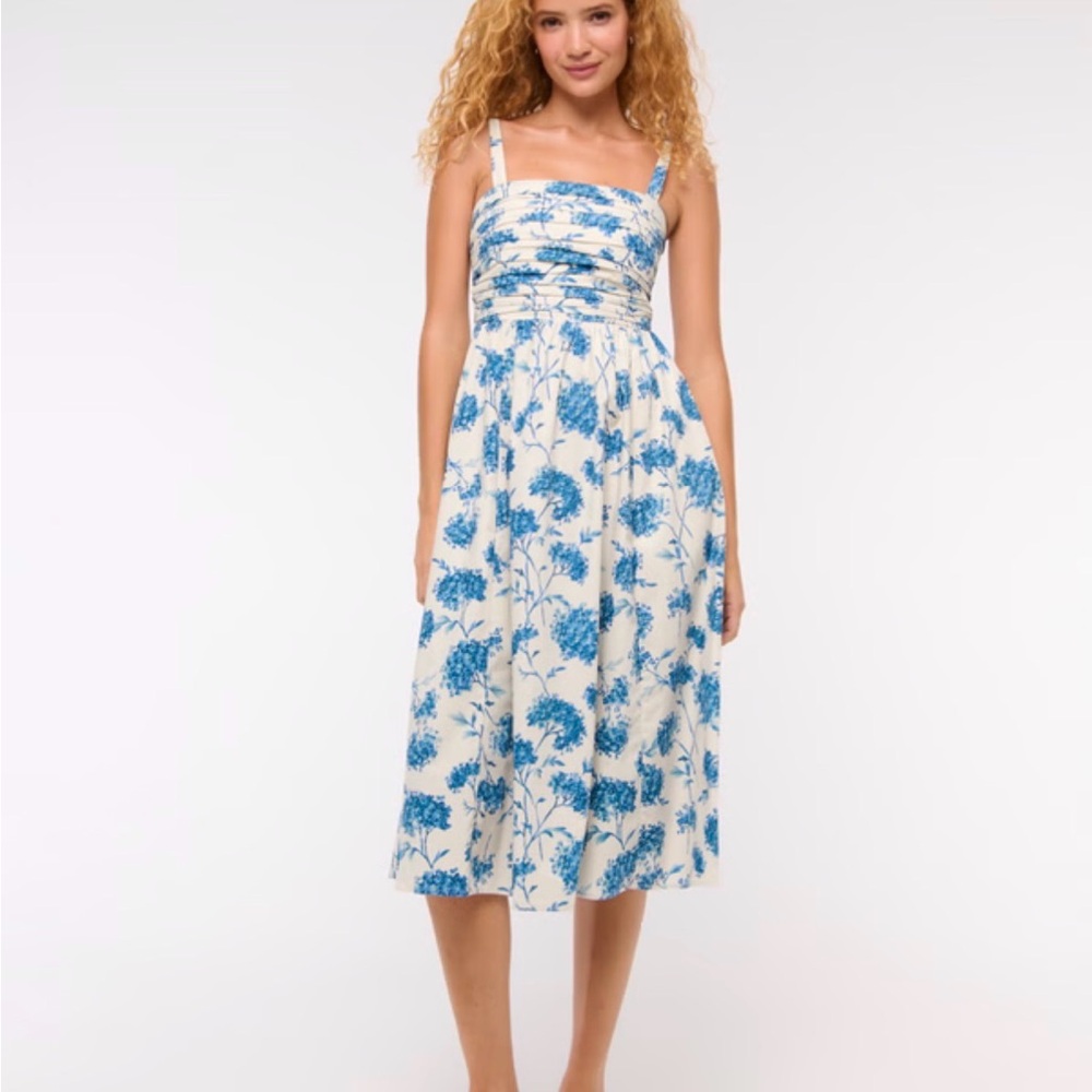 Abercrombie & Fitch Floral Blue and White Midi Dress